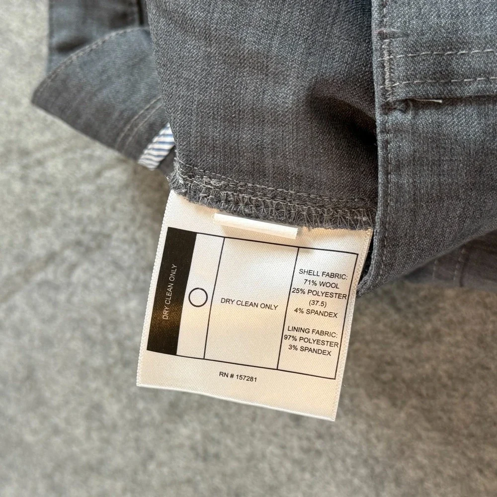 Mizzen + Main Gray Wool‎ Blend Athletic Fit Dress Pants Men's Size 34x33*